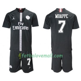 Levné Paris Saint Germain Mbappe 7 Jodan Černá Dětské Alternativní Fotbalové dresy 2018-2019 Krátký Rukáv